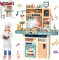 Kids Kitchen Playset 87PCS Mini Kitchen Toy Set, Toddler Cooking Pretend Play Kitchen Appliances with Light & Sound Simulation of Spray Sink Fruit Vegetable Children Role Play Toy for Girls Boys Gift. 