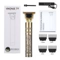 T9 Vintage USB 6500 charging cable with Rechargeable Hair Trimmer metal body Electric Hair Clipper Haircut Machine For Men.
