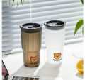 Internet celebrity coffee milk tea juice milk portable drinking cup student creative plastic double drinking straw cup water cup.