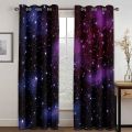 3D Cheap Blue Stars Galaxy Space Psychedelic Starry Sky 2 Pieces Shading Window Curtains for Living Room Bedroom Home Decor Hook.