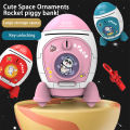Piggy Bank For Boys Girls Cartoon Space Rocket Large-capacity Money Saving Box Desktop Decoration For Birthday Gifts. 