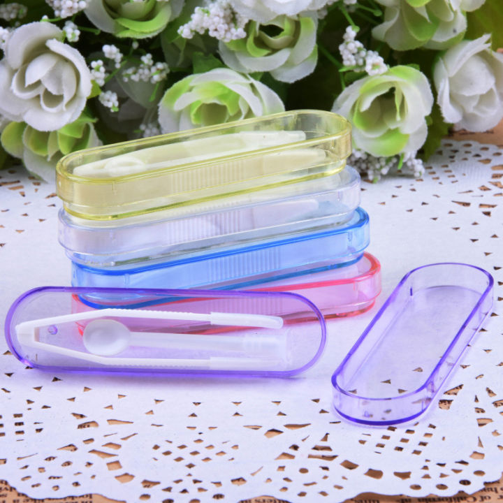 Candy Color Contact Lens Tweezers Women Men Portable Small Contact Lense Case Box Cute Plastic Mini Suction Stick for Lenses