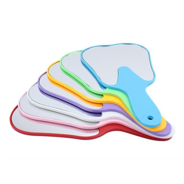 1pc Mouth Mirror Tooth Shaped Plastic Handle Hand Mirror For Examination Tooth Oral Care Tool