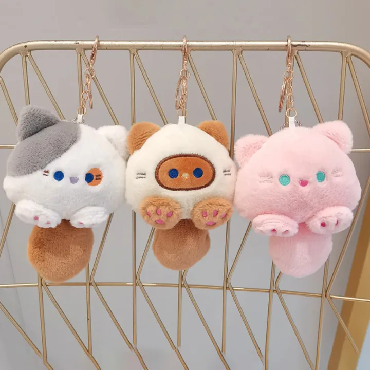 【COOL】 Animal Cartoon Cat Soft Plush Doll With Voice Keychain Claw ...