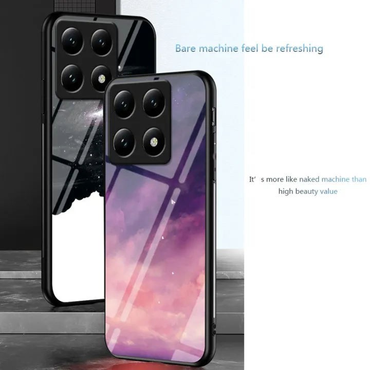 Biruiqu%20For%20Xiaomi%20Mi%2014T%20Pro%20Shockproof%20Starry%20Colorful%20Tempered%20Glass%20Back%20Soft%20Silicone%20Edge%20Case%20Cover%20-%20Image%202