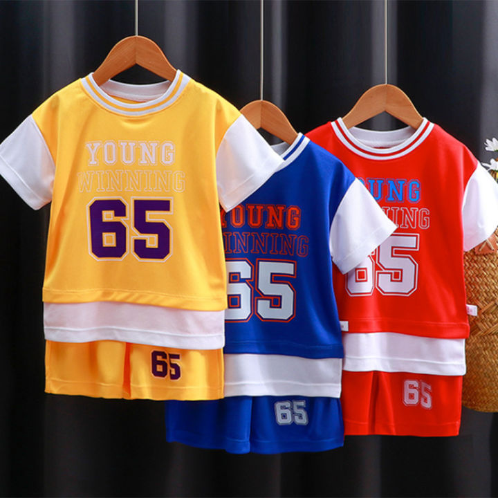 GC%202pcs%20Boys%20Short%20Sleeves%20Shirt%20Shorts%20Suit%20Summer%20Basketball%20Jersey%20Fake%20Two-pieces%20Set%20For%203-10%20Years%20Old%20Kids%20-%20Image%206