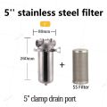 5inch Prefilter 304 Stainless steel hot water filter housing DN15 DN20 DN25 for high temperature high flow water filter housing. 