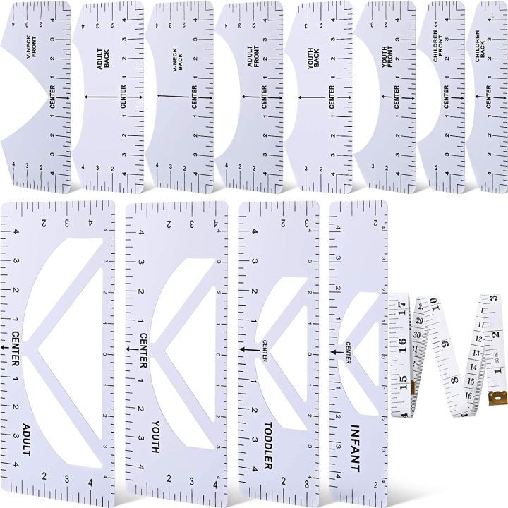 13 Pieces T-Shirt Ruler Guide Set-Shirt Ruler Tool,DIY Printing Rulers for Heat Press T-Shirt Center Design