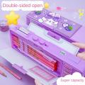 【Bestseller Alert】 New Combination Lock Pencil Box Learning upplie Mechanical Deformation Cartoon Pencil Cae Rabbit Multifunctional Cartoon Pen Cae Girl Gift. 