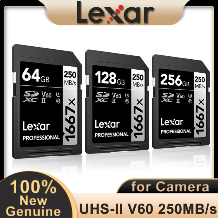 Lexar 1667x SDXC Memory Card 64GB 128GB 256GB SD UHS-II C10 U3 V60 Full-HD 4K Video SD Card Up To 250MB/s Read for DSLR Camera