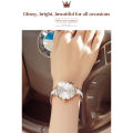 OLEVS 5872 White And RoseGold Ceramic Steel Analog Watch For Women - RoseGold & White.