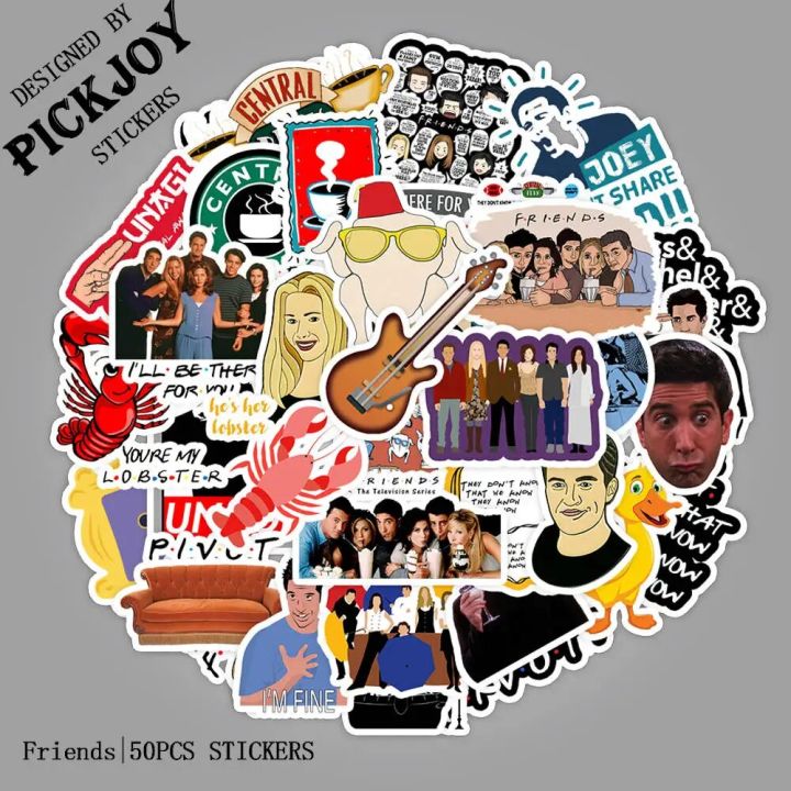 50pcs/Pack Hot Tv Show Friends Stickers Cartoon Funny Stickers For Laptop Computer Luggage Phone Pad Decor Kids Toy Stickers
