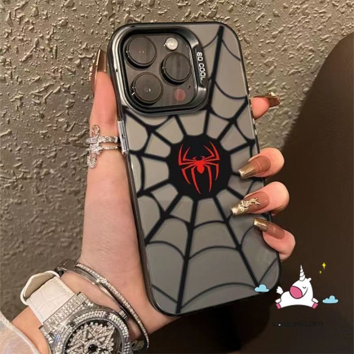 Trendy Spider-Man Case For Realme 5 C12 C25 C51 C53 C55 C35 5i 9i 8i 6i 5s 7i C15 C67 Note 50 C20 C21Y C30 C11 C21 C33 C25Y C17 C20A Narzo 50 Luxury Plating Acrylic IMD Soft Cover