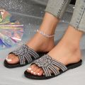 Crystal Summer Flat heel Shoes for Women's slippers Sandals Bling Flat Comfort Sandals for Women Outdoor Casual Party Flip Flops.