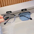 Photochromic Shade Reading Glasses Metal Half Frame Sunglasses Prebyopia Eyeglasses Ultralight For Women Men 0 +1.0+1.5+2+2.5+4.