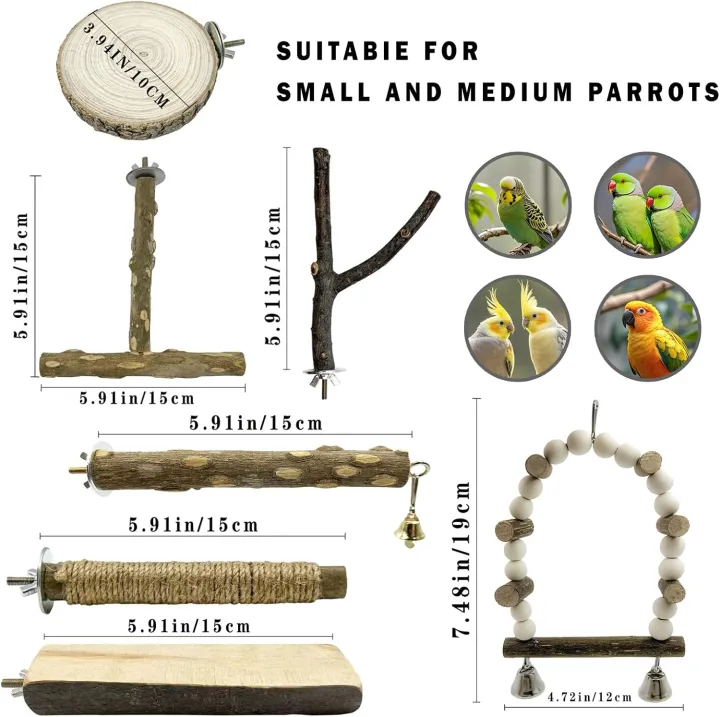 7Pcs%20Natural%20Wooden%20Bird%20Perch%20Set%20%E2%80%93%20Parrot%20Perch%20Toys,%20Wooden%20Perch%20Swing,%20Cage%20Accessories%20for%20Budgies,%20Cockatiels,%20Lovebirds,%20Finches,%20and%20Other%20Small%20to%20Medium%20Birds%20-%20Image%202