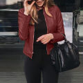 Women Loose Pu Leather Jacket Black Soft Faux Leather Jacket Street Moto Biker Tailored Coat Jacket Lady Casual Outerwear.