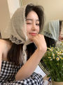 French White Rustic Style Head Scarf Lace Triangle Scarf Hair Band French Wrap Head Summer Sunscreen Thin Section Head Scarf Breathable Versatile Fashion Fluttering Ribbon Silk Scarf. 