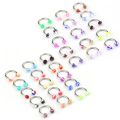 10/20pc Acrylic Nose Septum Ring Eyebrow Rings Lip Helix Ear Cartilage Piercing Circular Barbell Horseshoe Stud Body Jewelry 16G.
