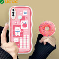 UCUC for Vivo Y19 Back Cover Happy Cute Girl Wavy Phone Case With Free Holder Camera Protection Transparent TPU Soft Cover. 