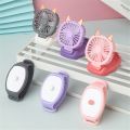 Cartton Cat Design Portable Wrist Strap Mini Watch Hand Held Fan USB Charging Small Rechargeable Fans With Colorful LED Lights. 