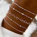 5PCS bracelet set Bracelet set Exquisite craftsmanship Copper material Stylish design Copper chain bracelet Hand-made bracelet set Handcrafted Handmade bracelet for Casual wear Party accessories Gift. 