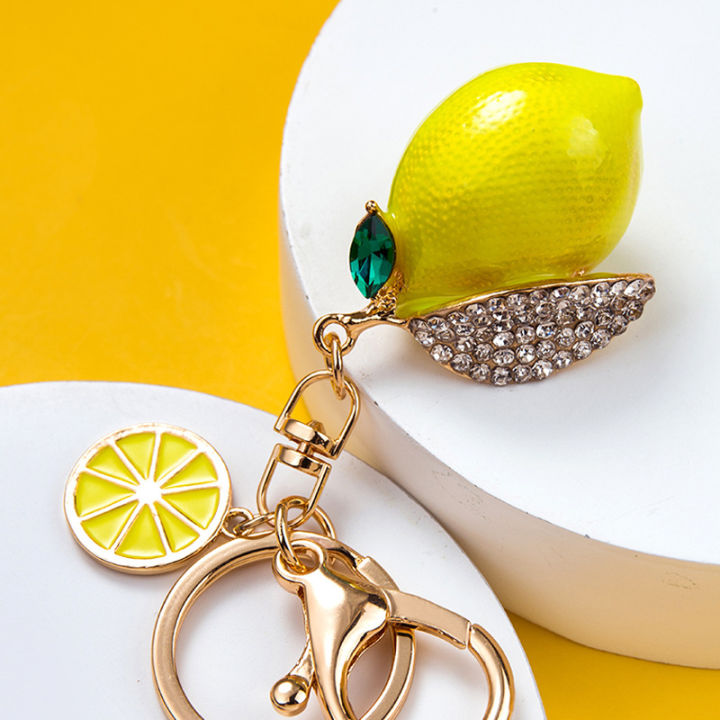 Creative%20Cute%20with%20Diamonds%20Fruit%20Small%20Lemon%20Car%20Key%20Ring%20Women's%20Bag%20Pendant%20Metal%20Key%20Chain%20Ring%20Cartoon%20Gift%20-%20Image%204