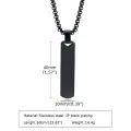 Fashionable Boys Pendant and Bar Necklace for Men, Stainless Steel Black.