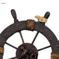 Creative Nautical Boat Steering Wall Decor Statue Craft Wooden Ship Wheel Wall Hanging Decor 28cm. 
