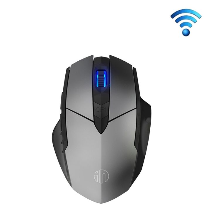 Inphic PM6 6 Keys 1000/1200/1600 DPI Home Gaming Wireless Mechanical Mouse, Colour: Gray Wireless+Bluetooth 4.0+Bluetooth 5.0