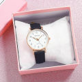 badgeCarat Women Quartz Watch Pointer Display Faux Leather Strap Round Dial Quartz Movement Pin Buckle Decoration Precise Time Luminous Women Wristwatch. 