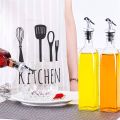 500ml Glass Oil Dispenser Bottle for Kitchen Stainless Steel Leak-Proof Cork Transparent Oil Pourer and Holder.