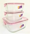 Oven Proof Deli Glassware Square Container Set..