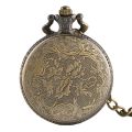 Retro Bronze Steampunk Hollow Caribbean Pirate Skull Head Horror Quartz Pocket Watch With One Piece Necklace Chain For Men Women. 