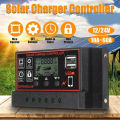10A-60A MPPT 12V/24V Solar Charger Controller USB Dual Solar Panel Regulator - solar charge controller.