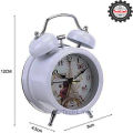 Full Metal Body Vintage Retro Silent Pointer Alarm Clock, Small 8cmx12cm, Dual Loud Bell, Round Number, Black Bedside Clock - TechLimb.