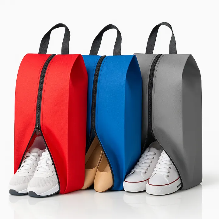 Mini Shoe Storage Bag with Zipper & Handle – Non-Woven Travel Shoe Organizer