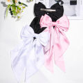 Hair Bows for Girls Ribbons Pink/White/Black Bow Girls Ribbon Hair Accessories for Woman Simple Satin Solid Spring Clip Hair Pin. 