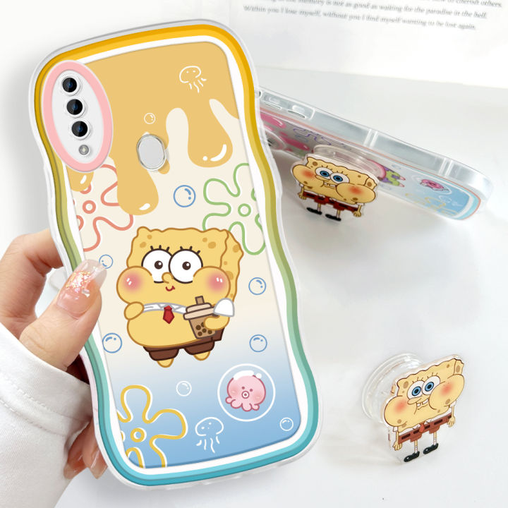 (Free Holder) FELMYST Casing Case For OPPO A31 2020 Case Transparent Clear Cases Anime Spongebob Soft Silicone Full Shockproof Rubber Cases Back Cover Phone Casing Softcase For Girls