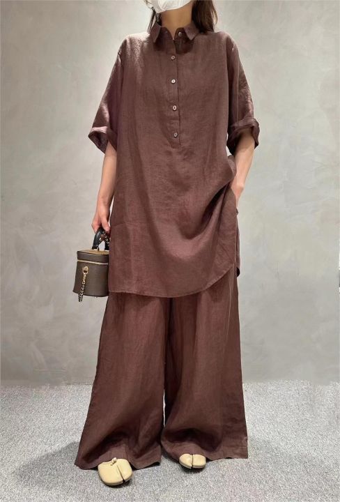 Woman%E2%80%99s%20Solid%20color%20mid-length%20shirt%20women%20summer%20new%20fashion%20loose%20casual%20suit%20-%20Image%204