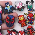 1PCS Anime Disney Series Marvel Heros Avengers Spider Man PVC Shoe Buckle Charms Accessories DIY Shoes Decoration Clog Boys Gift.