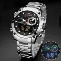NAVIFORCE NF9163 Silver Stainless Steel Dual Time Wrist Watch for Men.