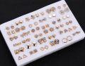 36Pairs Earrings Mixed Styles Rhinestone Sun Flower Geometric Animal Plastic Stud Earrings Set For Women Girls Jewelry. 