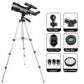 ALLFOCUS Astronomical Telescope , 70mm Aperture Refractor Portable Travel 15-150X Telescope with Phone Adapter Wireless Remote. 