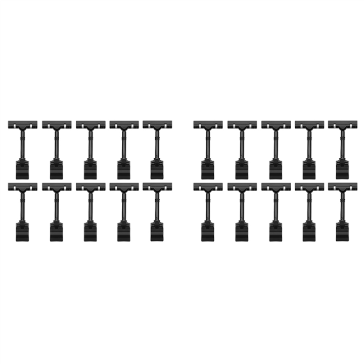 20PCS Adjustable Plastic Sign Holder,Clip-on Style Double Head Display Clips Rotating Reuse Sign Price Tag for Store