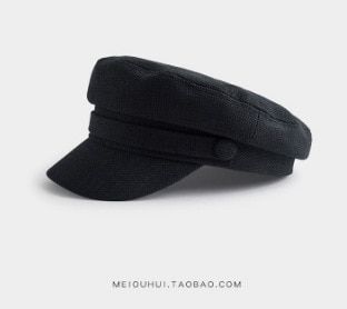 【beauty code store】Fashion Spring Summer Hat Sailor Hat for Women Black White Flat Female Travel Cadet Hat Captain Cap
