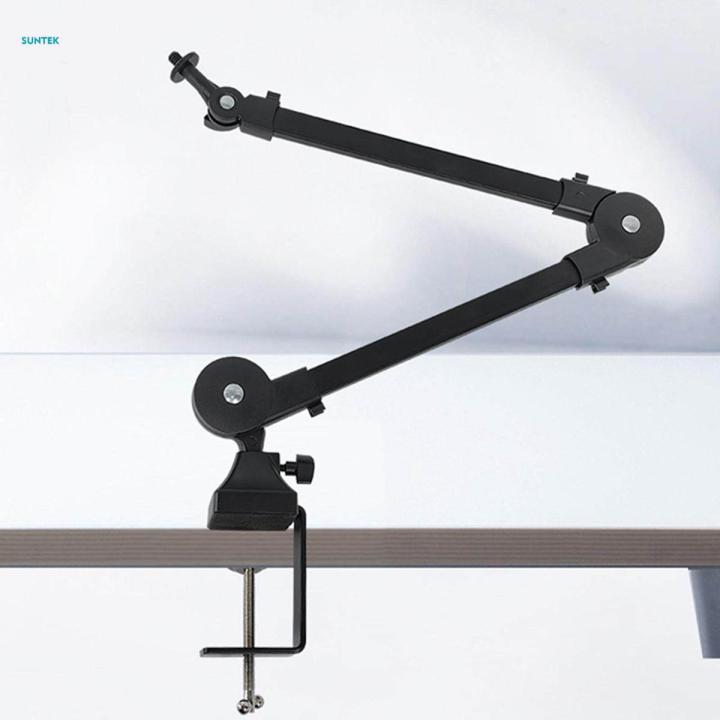 Microphone Arm Mic Stand Desk Mounted Foldable Clip on Cable Management Holder Accessory 360° Rotation Space Saving for Video Gaming