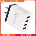 COD 4 Ports USB Color Wall Charger Fast Charging Travel Charger US Plug Adapter. 