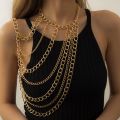 Harness Heavy Metal Body Jewelry For Women One Shoulder Chian Necklace Beach Bikinis bodychain y2k Party Grungy Accessories.
