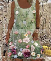 2021 Casual Floral round Neck Printed All-Matching Vest Dress.